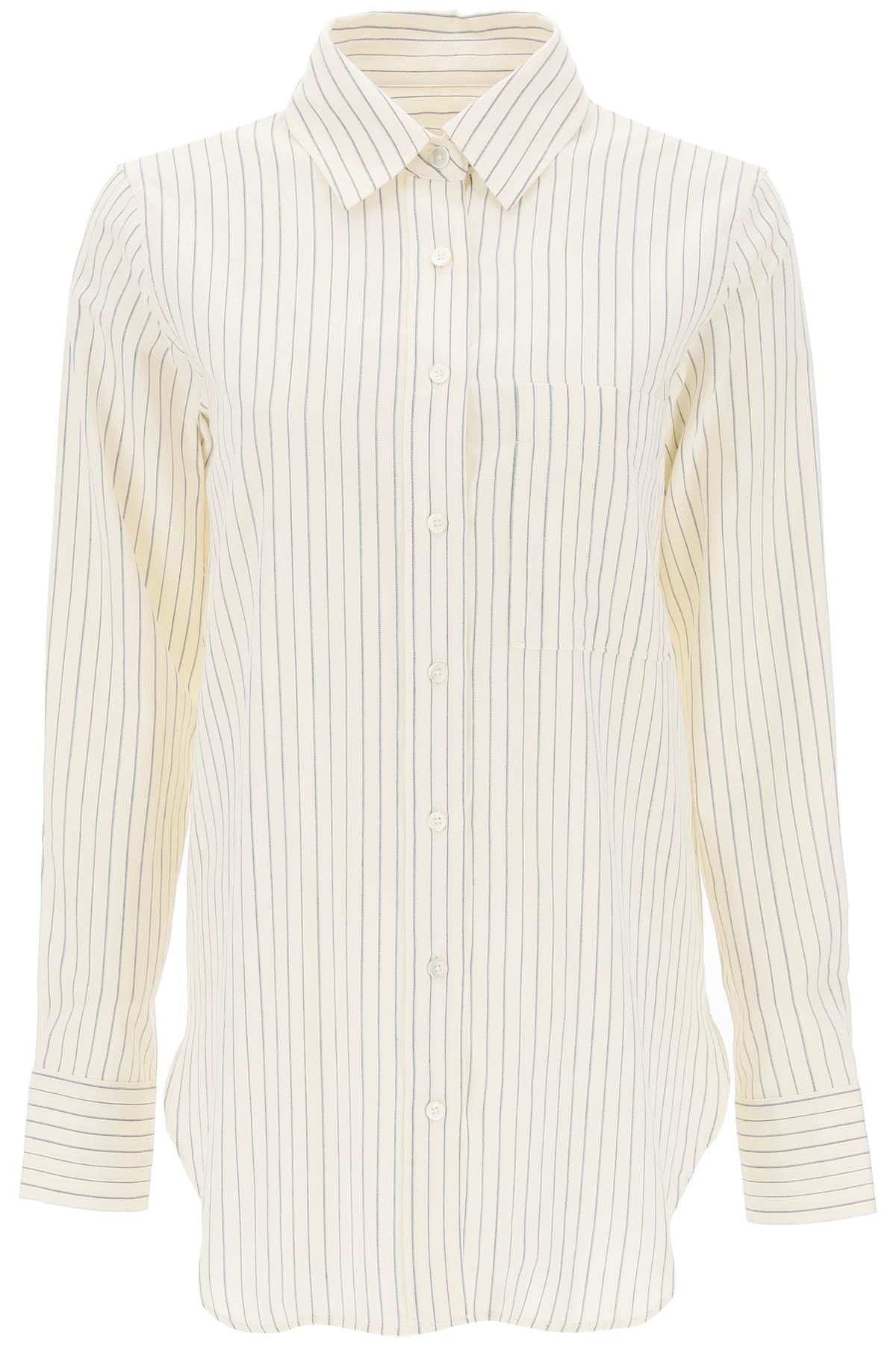 Closed striped cotton-wool shirt - Neutral