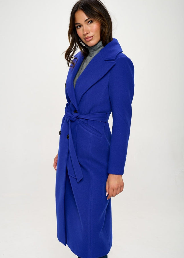 Coalition LA Double-Breasted Longline Coat with Belt