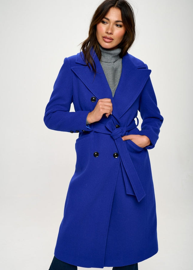 Coalition LA Double-Breasted Longline Coat with Belt