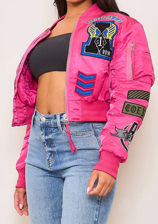 Coexist Multi Patches MA-1 Jacket Pink