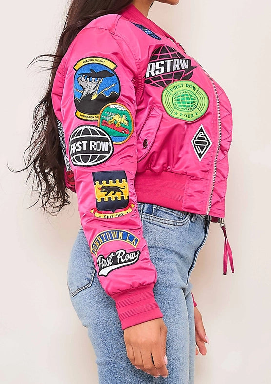 Coexist Multi Patches MA-1 Jacket Pink