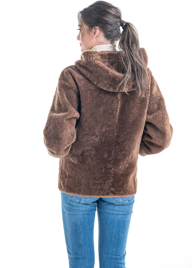 Cognac Nappa Lambskin Reversible Shearling Jacket-3