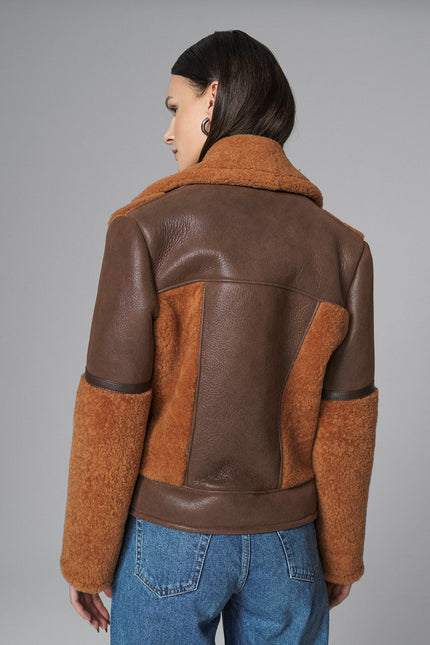 Cognac Shearling Leather Jacket-2