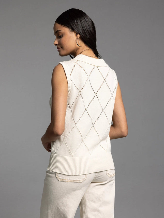 Collared Sleeveless Knit Top - Posie Top CREME