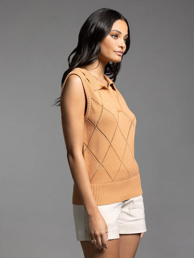 Collared Sleeveless Knit Top - Posie Top TOAST