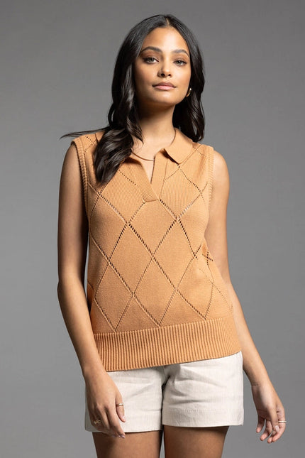 Collared Sleeveless Knit Top - Posie Top TOAST