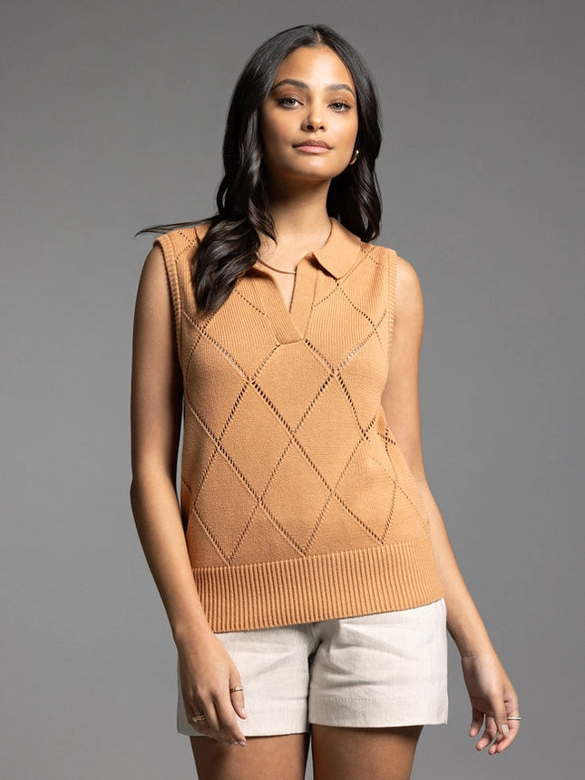 Collared Sleeveless Knit Top - Posie Top TOAST