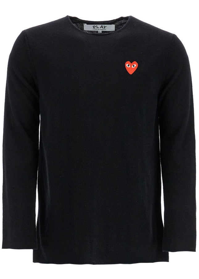 Comme Des Garcons Play black wool sweater with red heart logo and wide neck