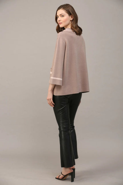 Contrast Lurex Yarn Mock Neck Sweater COCOA / BLUSH