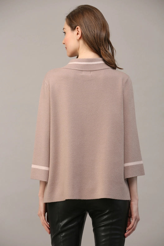 Contrast Lurex Yarn Mock Neck Sweater COCOA / BLUSH