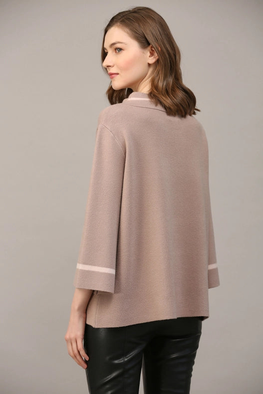 Contrast Lurex Yarn Mock Neck Sweater COCOA / BLUSH