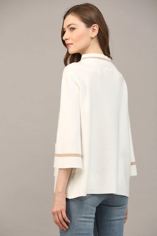 Contrast Lurex Yarn Mock Neck Sweater CREAM / GOLD