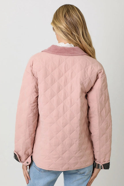 Contrast Quilted Jacket Rose Vanilla