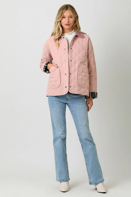 Contrast Quilted Jacket Rose Vanilla