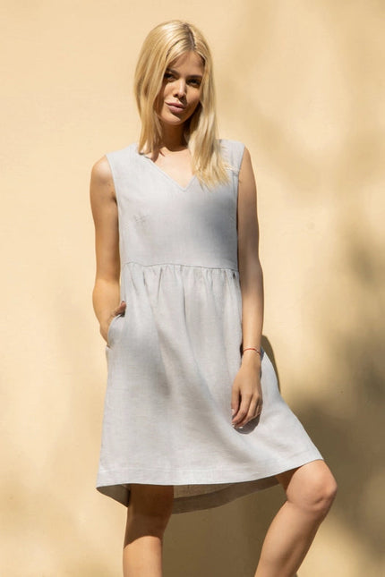 Copenhagen Loose Linen Dress with Raised Waist