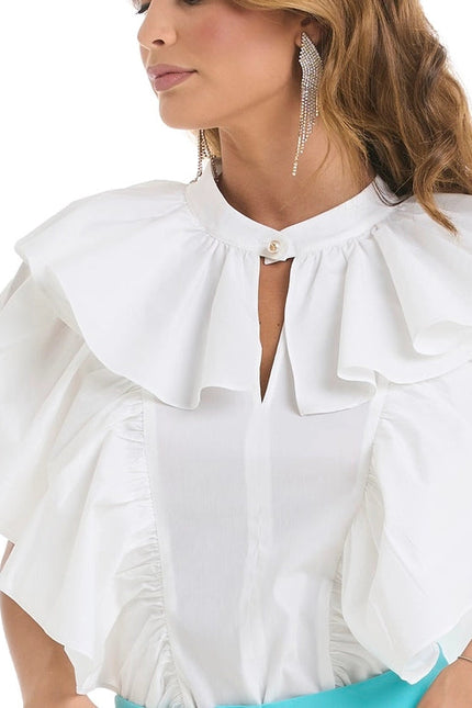 Cotton Blouse with Ruffles