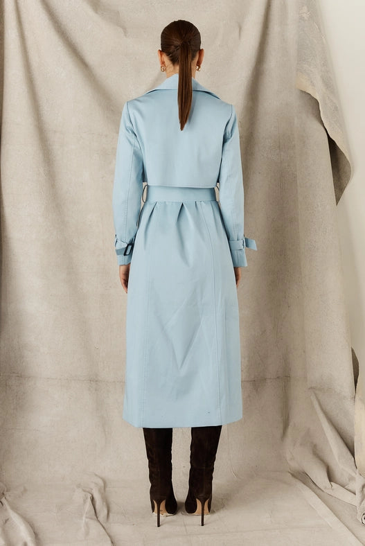 Cotton Trench Coat - Powder Blue