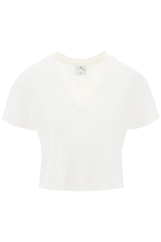 Courreges cropped logo t-shirt with