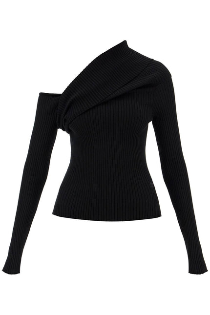 Courreges one-shoulder ribbed - Black