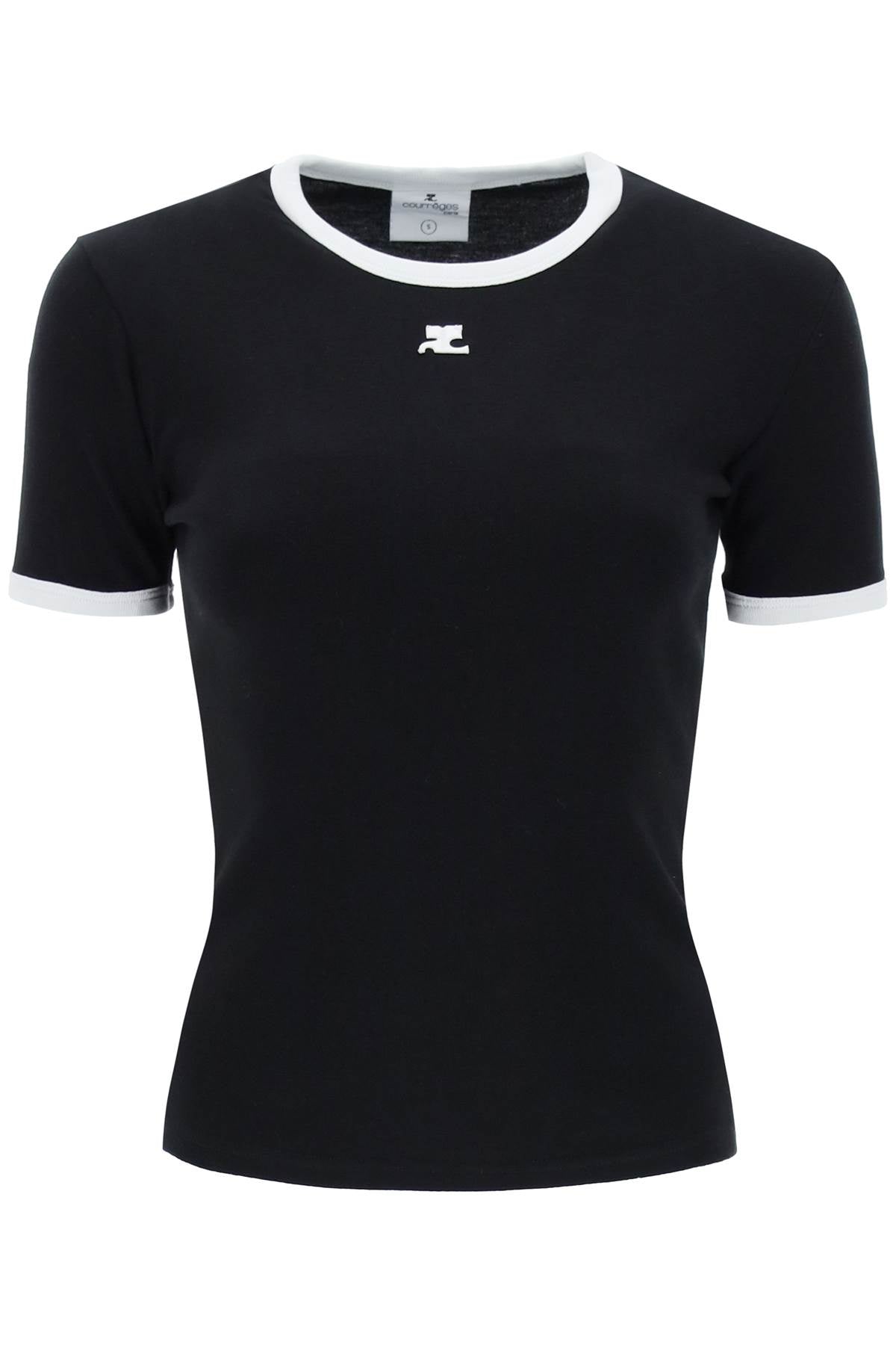 Courreges re-edition t-shirt with contrast trims - Black
