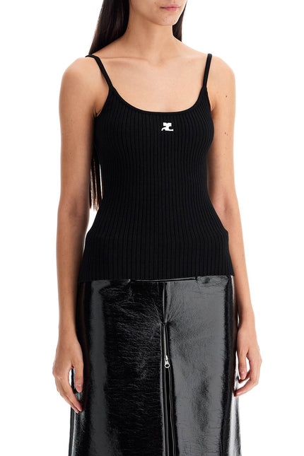 Courreges ribbed knit tank top with spaghetti