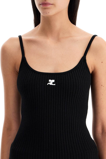 Courreges ribbed knit tank top with spaghetti