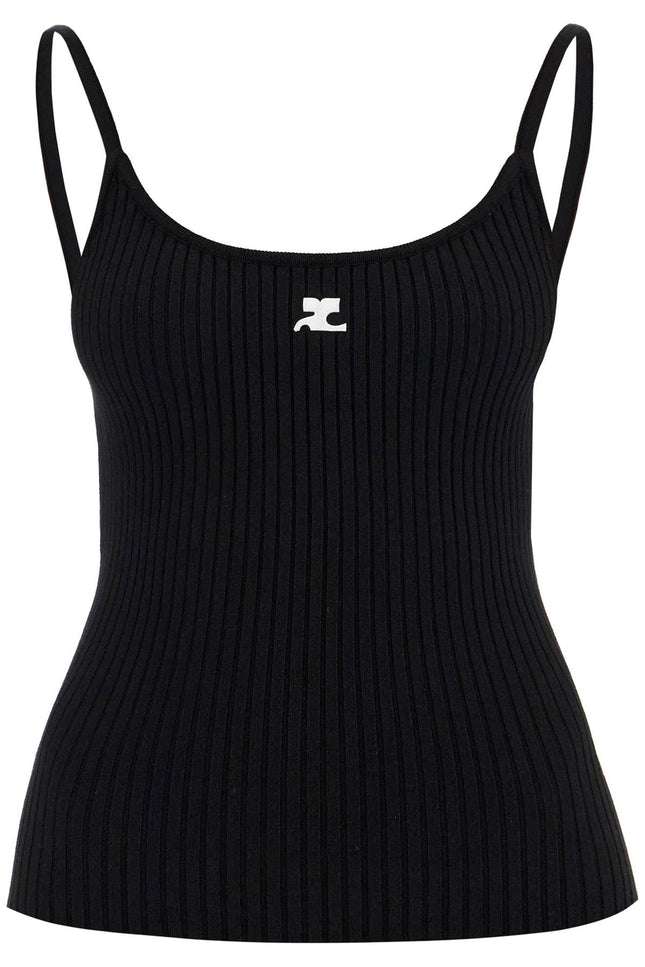 Courreges ribbed knit tank top with spaghetti