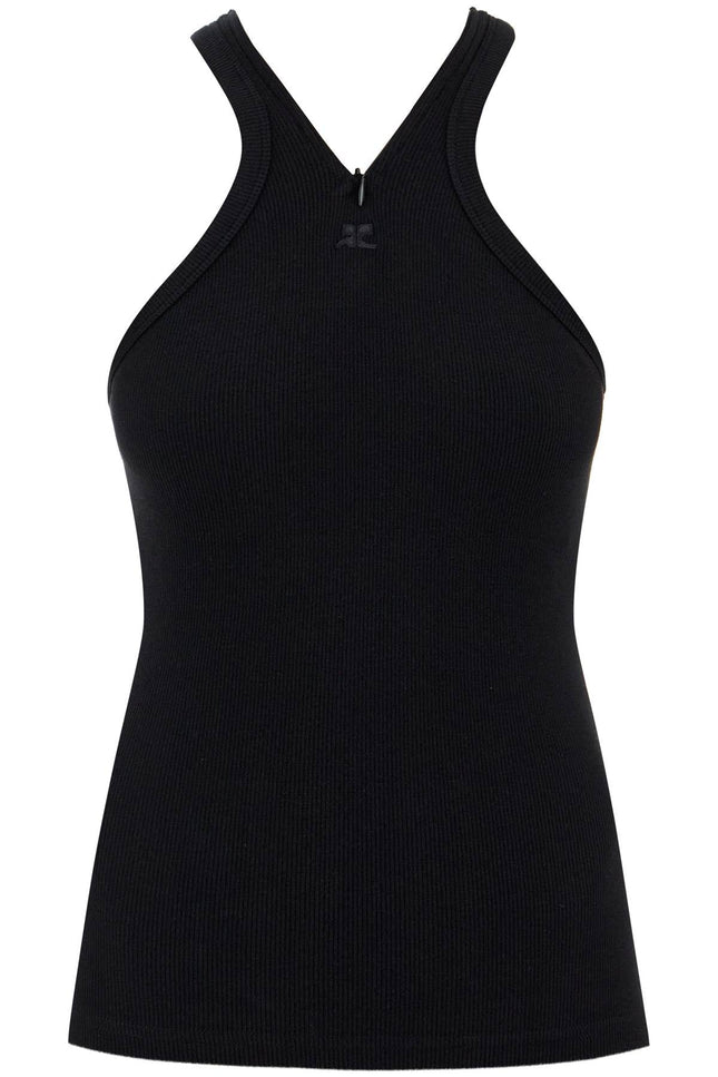 Courreges ribbed tank top with zipper on the neckline