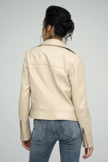 Cream Genuine Sheepskin Jacket-1