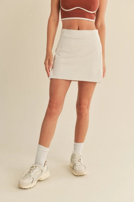 Cream High Waist Tennis Skirt