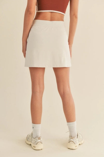 Cream High Waist Tennis Skirt