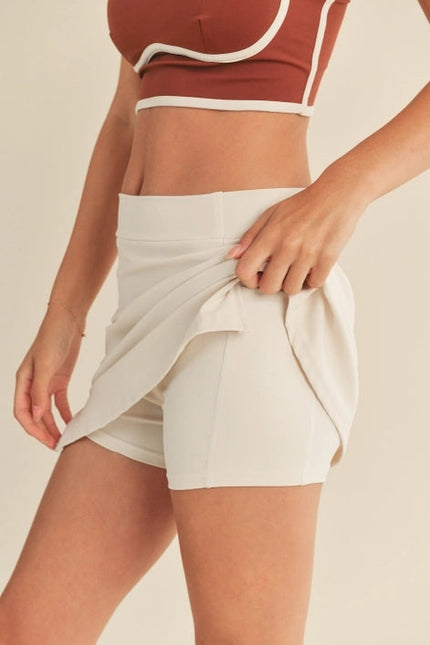 Cream High Waist Tennis Skirt