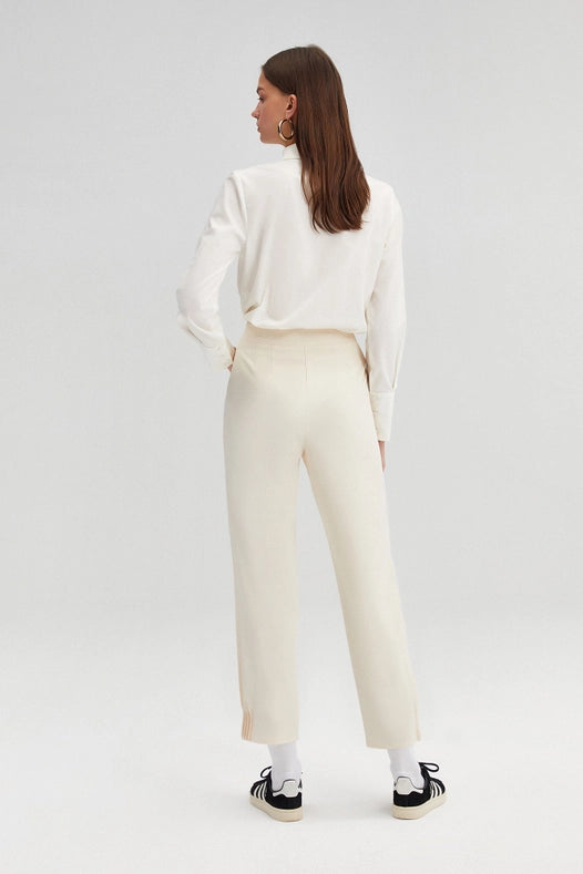 Crepe Trousers Ribbed Cuff