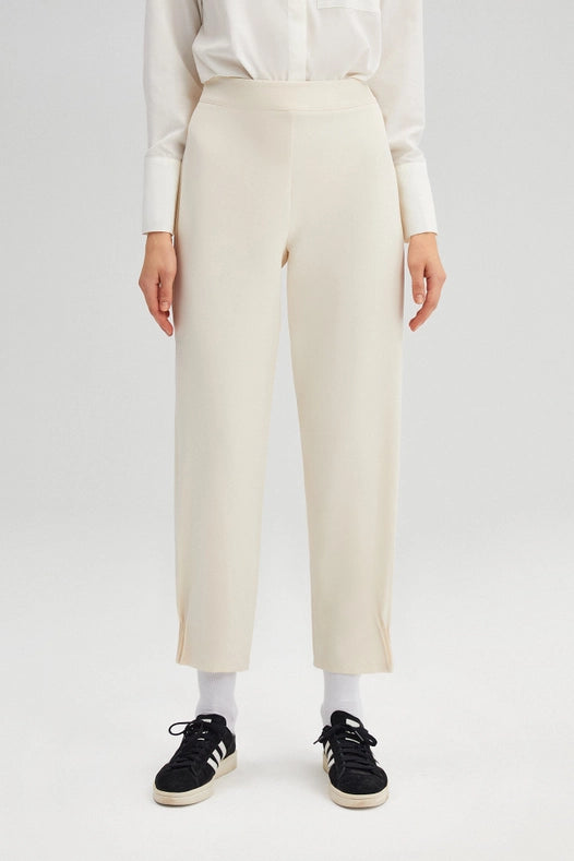 Crepe Trousers Ribbed Cuff