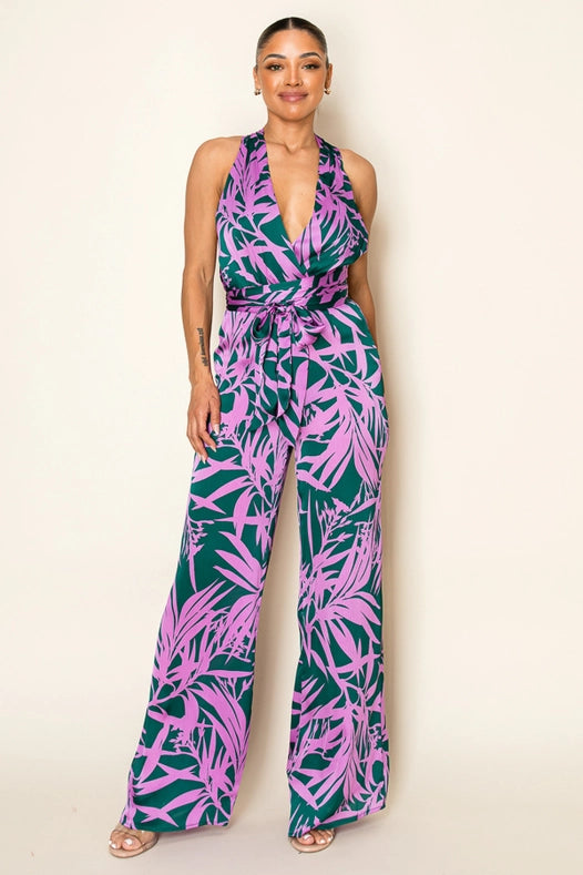 Crinkle Satin Multi Tieable Slvless Jumpsuit