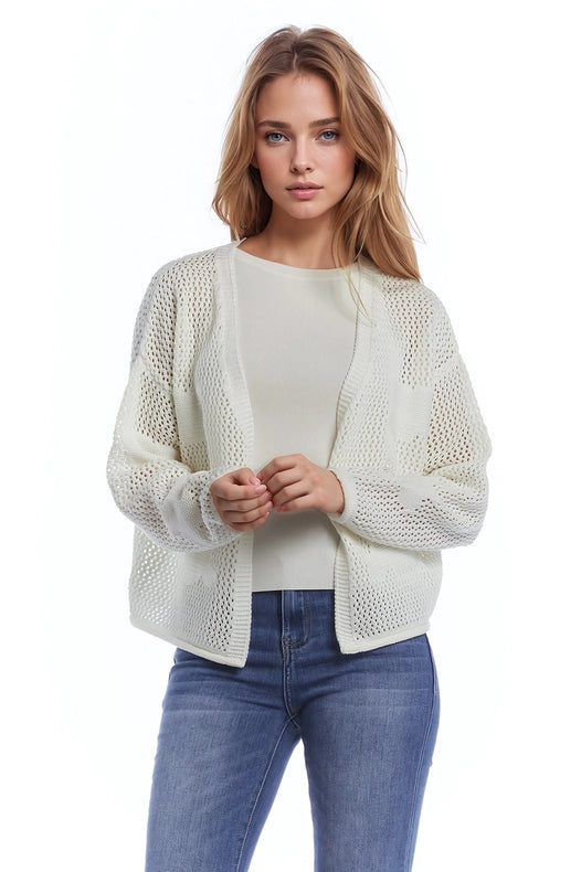 Crochet Cardigan With Knitted Clouds In White