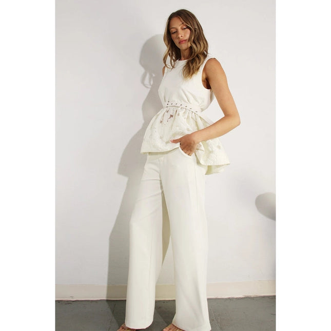 Crochet Lace Ruffle Top and Pants Set