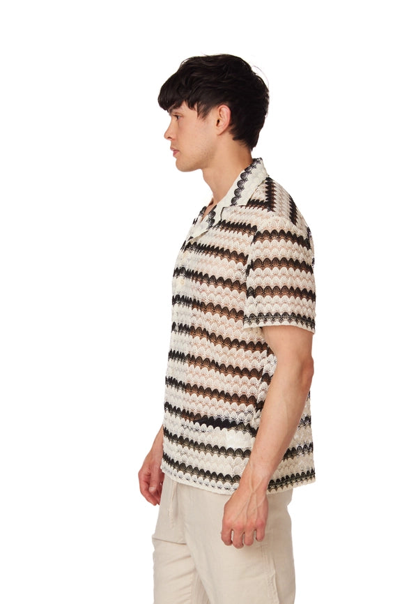 Crochet/Textured Short Sleeve Men's Shirt (4013)