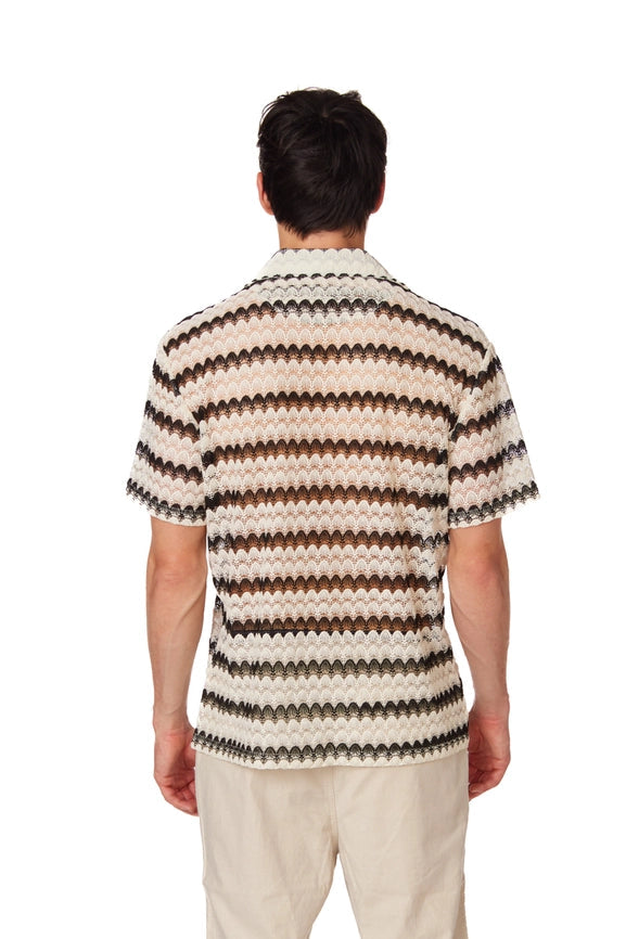 Crochet/Textured Short Sleeve Men's Shirt (4013)