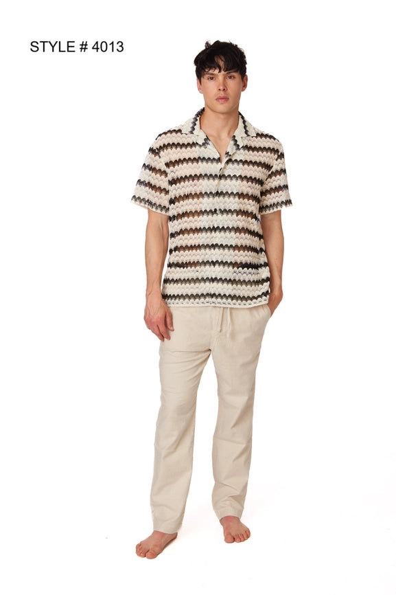 Crochet/Textured Short Sleeve Men's Shirt (4013)