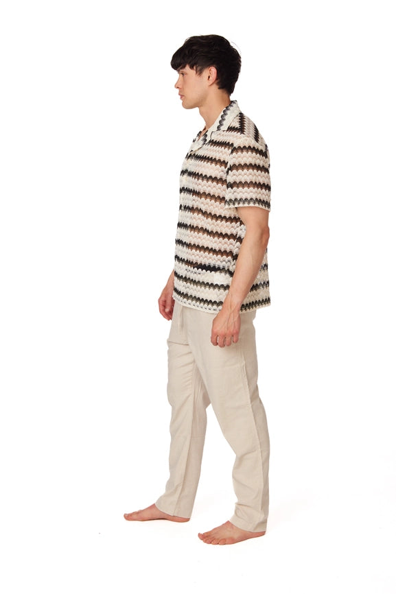 Crochet/Textured Short Sleeve Men's Shirt (4013)