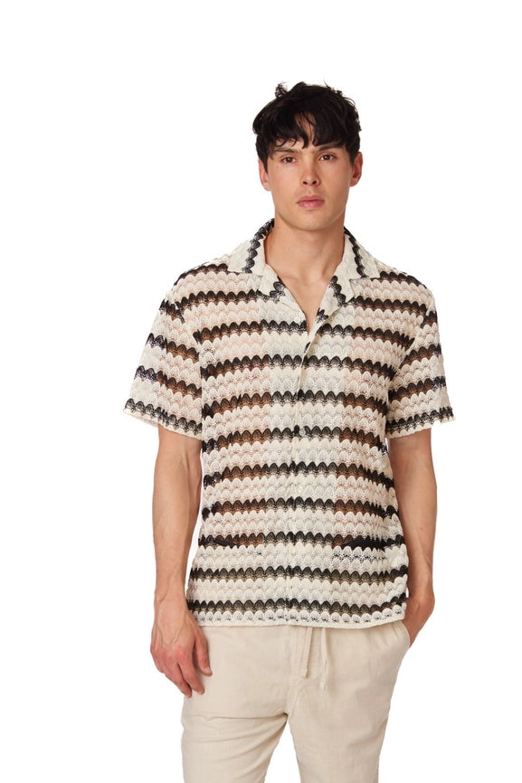 Crochet/Textured Short Sleeve Men's Shirt (4013)