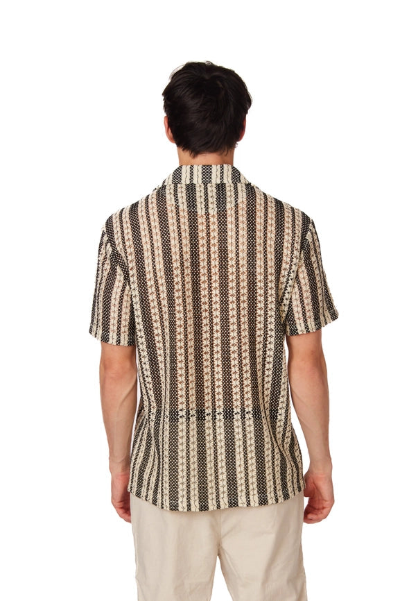 Crochet/Textured Short Sleeve Men's Shirt (4015)