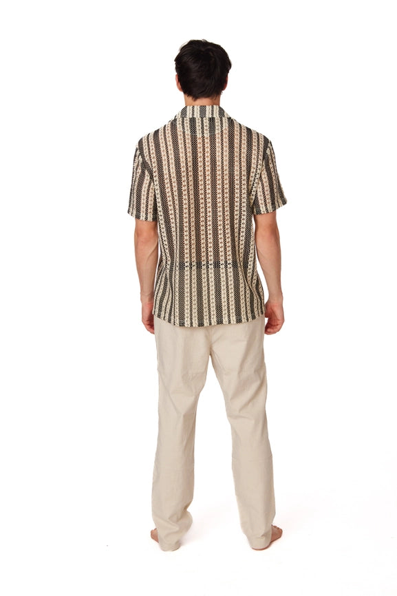 Crochet/Textured Short Sleeve Men's Shirt (4015)