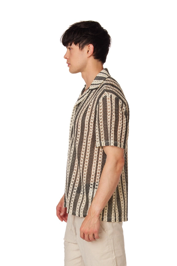 Crochet/Textured Short Sleeve Men's Shirt (4015)