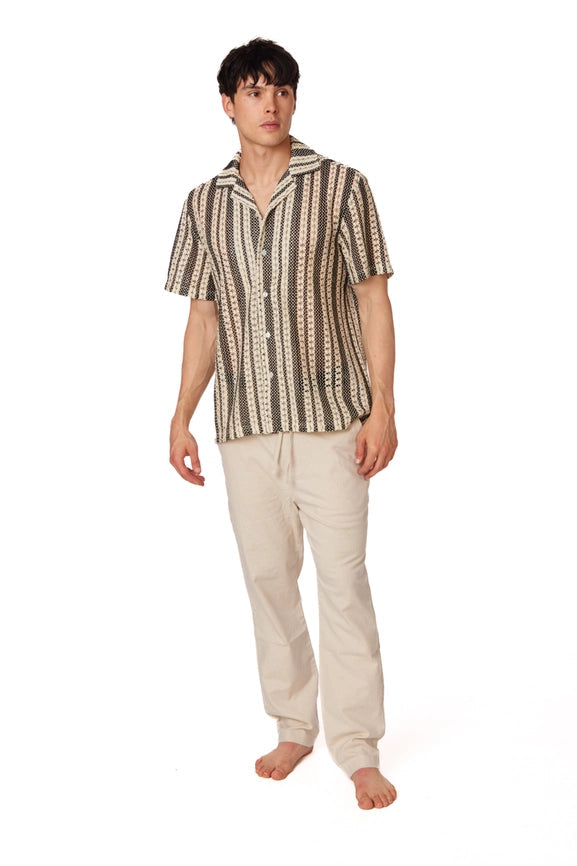 Crochet/Textured Short Sleeve Men's Shirt (4015)