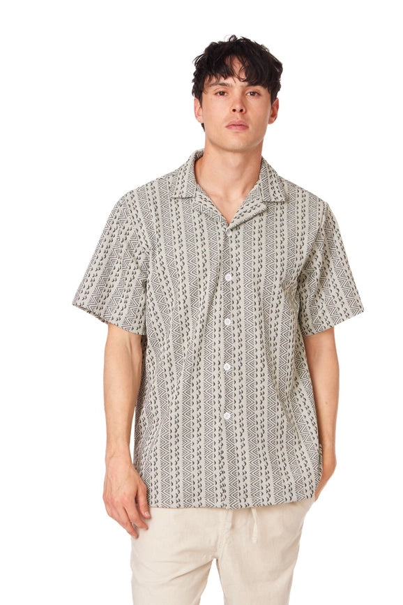 Crochet/Textured Short Sleeve Men's Shirt (4056)