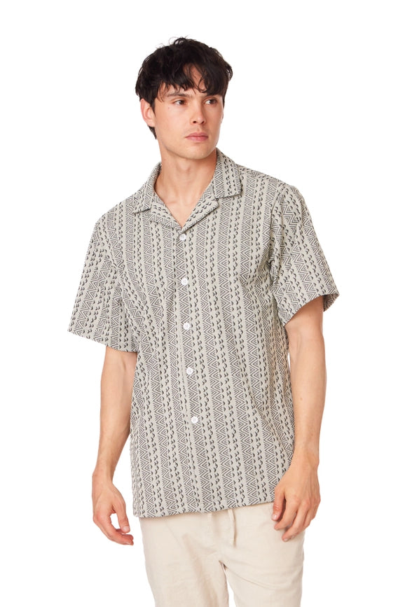 Crochet/Textured Short Sleeve Men's Shirt (4056)