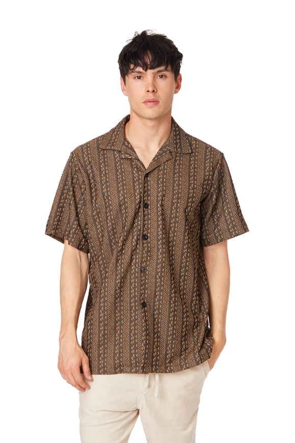 Crochet/Textured Short Sleeve Men's Shirt (4057)