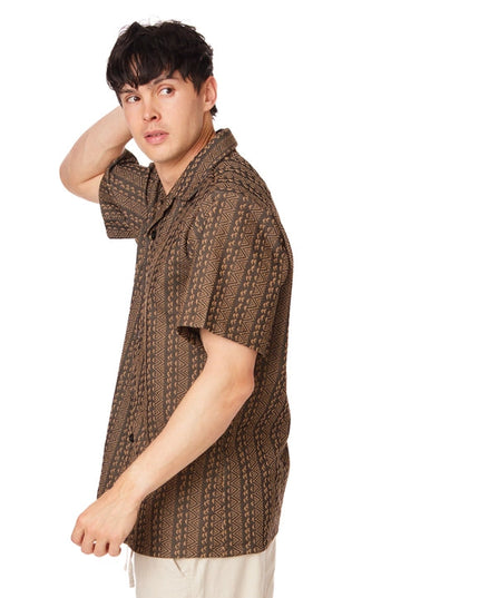 Crochet/Textured Short Sleeve Men's Shirt (4057)